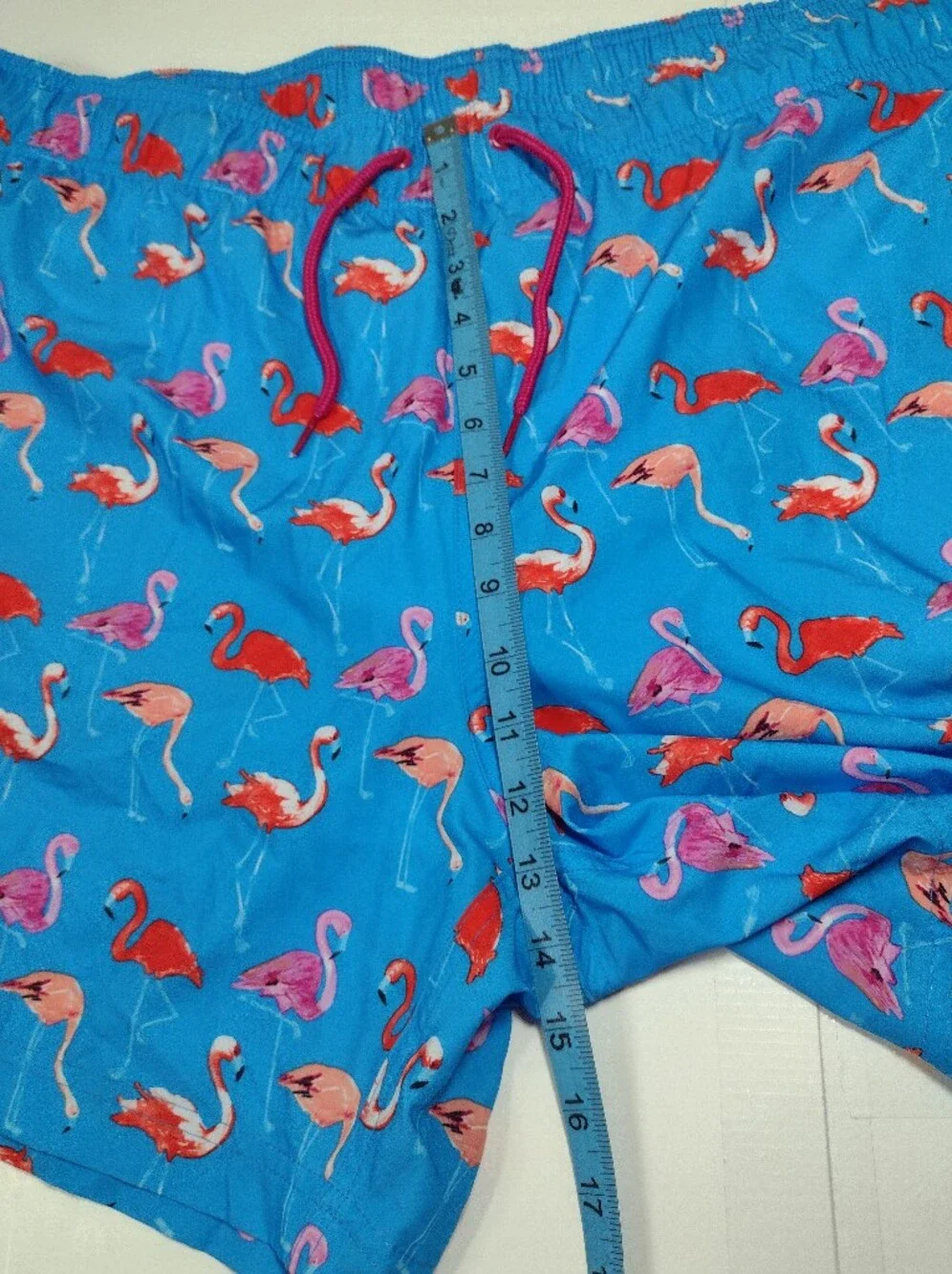 George Men's Blue Flamingo Print Swim Trunks (2XL)